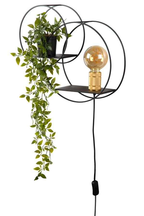 Lucide CIRCLE - Wandlamp - 1xE27 - Zwart - uitgezet